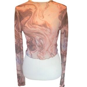Womens Y2K  Fairy Grunge Sheer Mesh Lettuce‎ Trim Crop Top Small Festival
